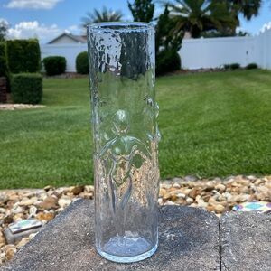 Vintage 9 inch tall clear 1978 Libby, La Femme Tumbler vase.Dancing ladies.